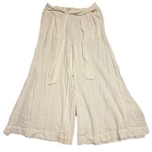 Bird & Knoll Dress Women L Wide Leg Slit Summer Breathable Linen Cotton Classy